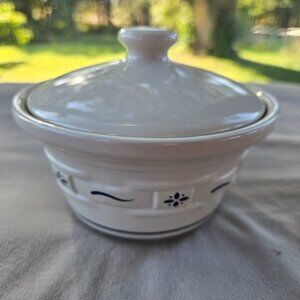 Longaberger Pottery Woven Traditions Heritage Blue Small Covered Dish